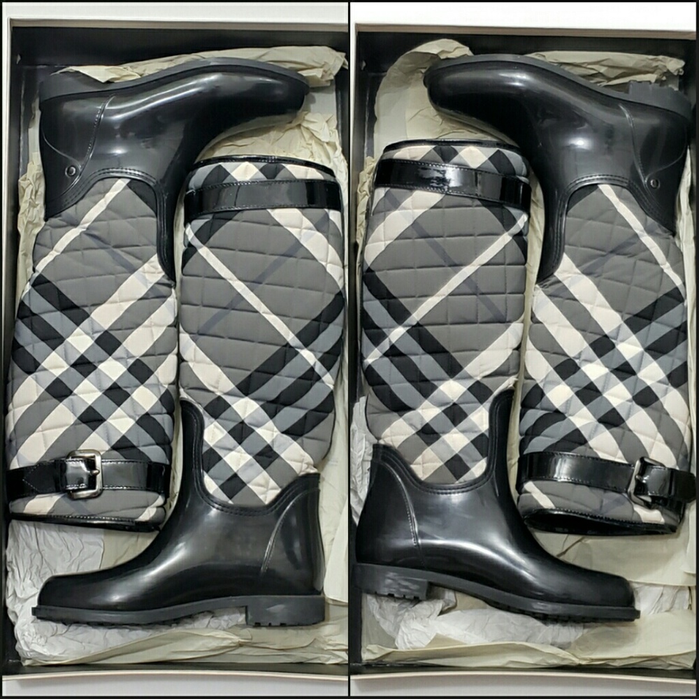 Burberry Quilted Patent Rainboot US 6 - Picture 1 of 8